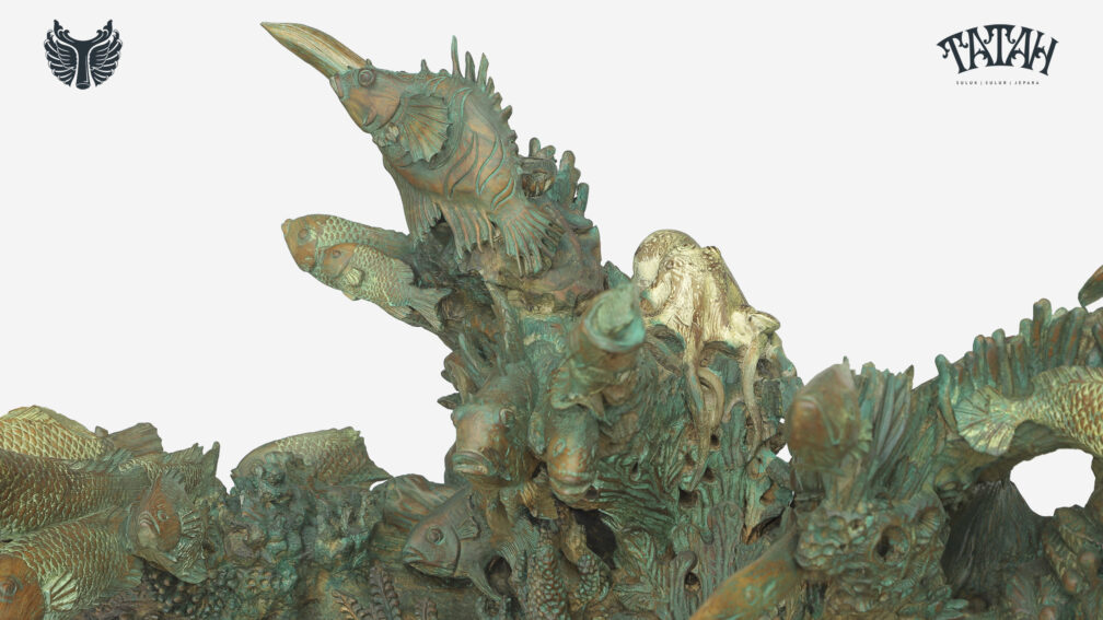 Ukiran Kayu Jati 3d Bertema Kehidupan Laut